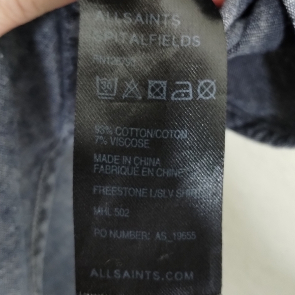 AllSaints SpitalFields Freestone Long Sleeve Shirt Men's Size Medium - Picture 7 of 8